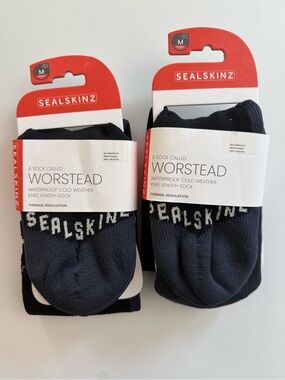 2 pair Sealskinz Worstead Waterproof Cold Weather Knee Length Socks
